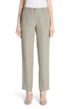 Women's Lafayette 148 New York Fulton Linen Crop Pants - Grey