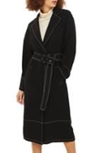 Women's Topshop Contrast Stitch Duster Coat Us (fits Like 0-2) - Black