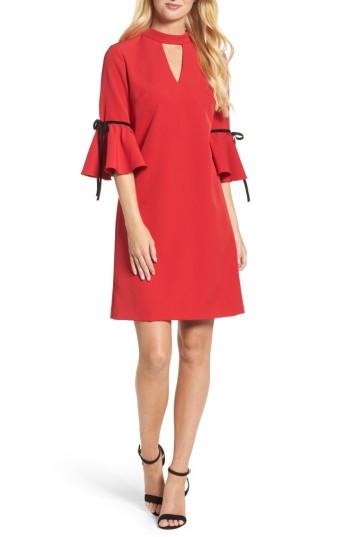 Women's Julia Jordan Choker Bell Sleeve Dress - Red