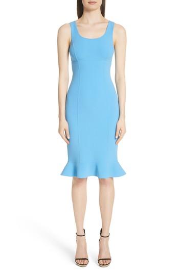 Women's Michael Kors Ruffle Hem Stretch Wool Dress - Blue