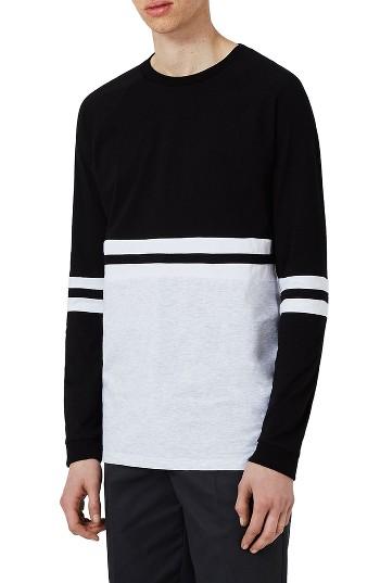 Men's Topman Panel Raglan Long Sleeve T-shirt - Black