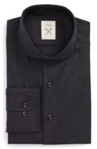 Men's Strong Suit Extra Trim Fit Herringbone Dress Shirt .5r - Black