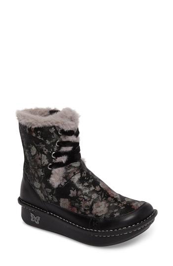 Women's Alegria Twisp Lace-up Boot With Faux Fur Lining -9.5us / 39eu - Black