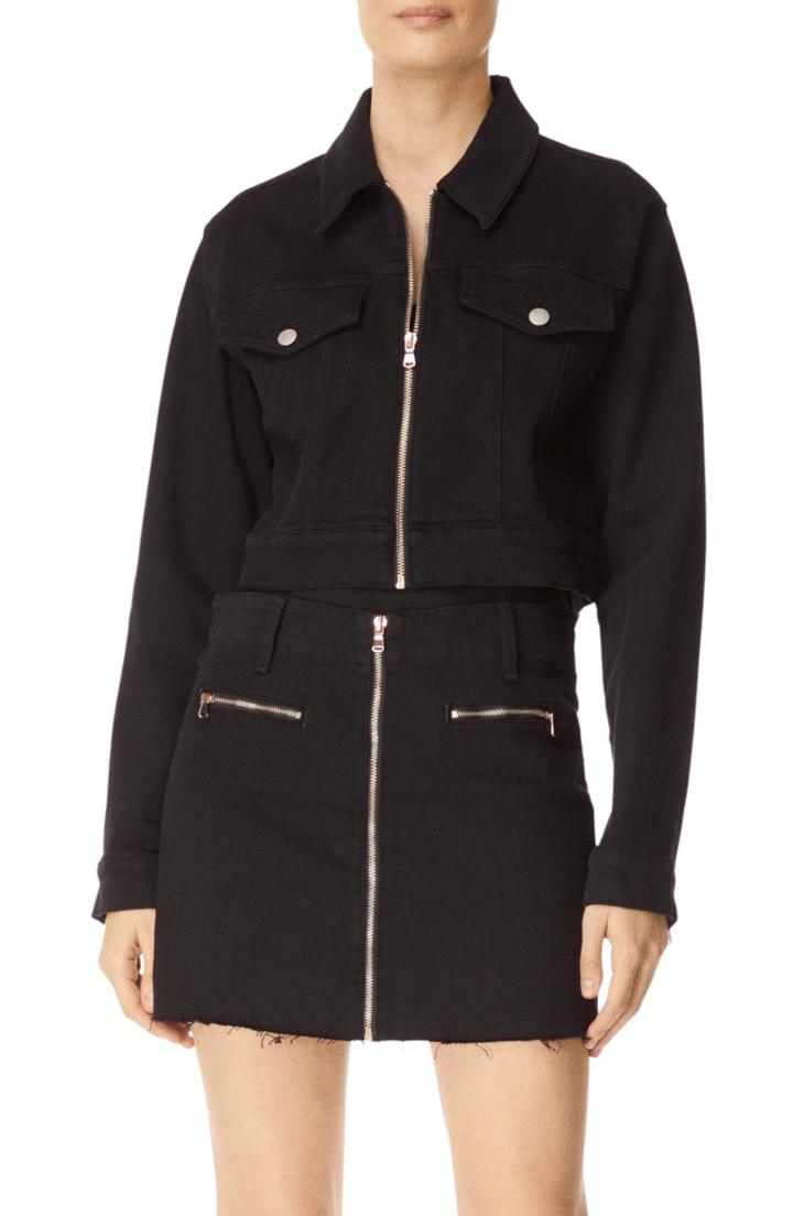 Women's J Brand Moto Crop Denim Jacket - Black