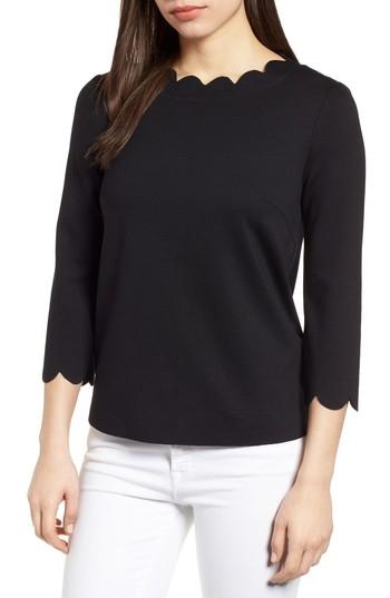 Women's Everleigh Ponte Scallop Top - Black