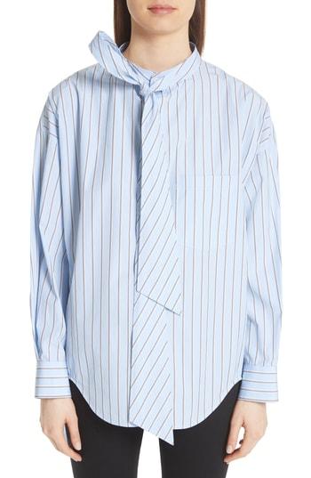 Women's Balenciaga Back Logo Stripe Shirt Us / 40 Fr - Blue