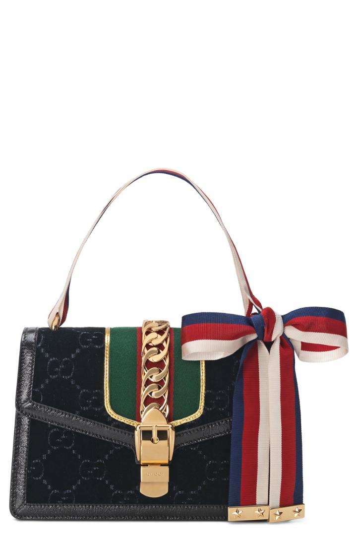 Gucci Small Sylvie Velvet Shoulder Bag - Black
