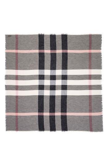 Women's Burberry Mega Check Scarf, Size - Grey