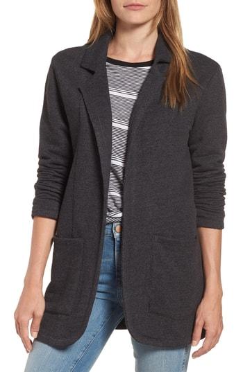 Women's Caslon Cotton Blend Boyfriend Blazer - Black