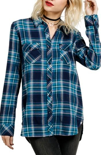 Women's Volcom Fly High Flannel Top - Blue