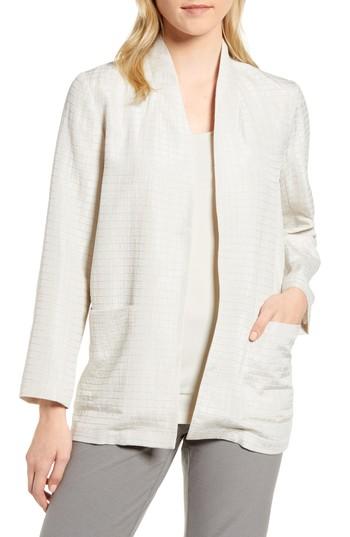 Women's Eileen Fisher Silk Blend Kimono Jacket, Size - Ivory