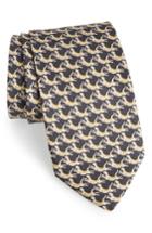 Men's Salvatore Ferragamo Figre Print Silk Tie, Size - Black