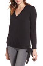 Women's Halogen Side Tie Top, Size - Black