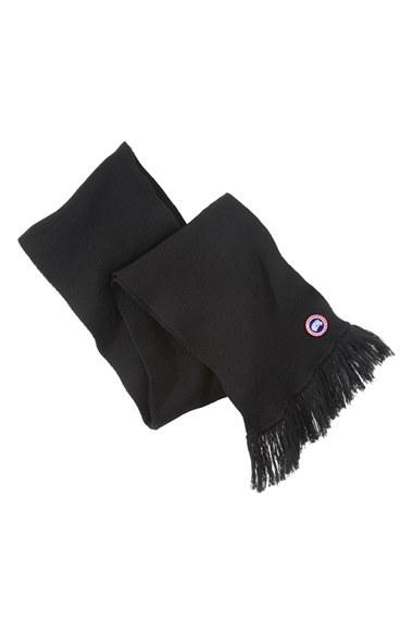 Women's Canada Goose Knit Merino Wool Tassel Scarf