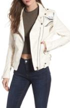 Women's Blanknyc Embroidered Faux Leather Moto Jacket - Ivory