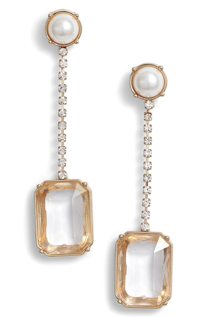 Women's Something Navy Linear Stone Drop Earrings (nordstrom Exclusive)