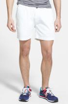 Men's Vintage 1946 'snappers' Vintage Washed Elastic Waistband Shorts - White