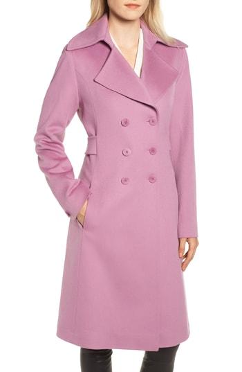 Women's Fleurette Double Breasted Loro Piana Wool Coat - Purple