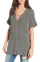 Women's Lira Clothing Grayson Windowpane Lace-up Tunic - Grey