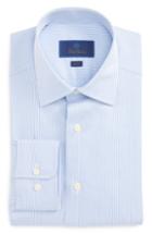 Men's David Donahue Slim Fit Stripe Dress Shirt 34/35 - Blue