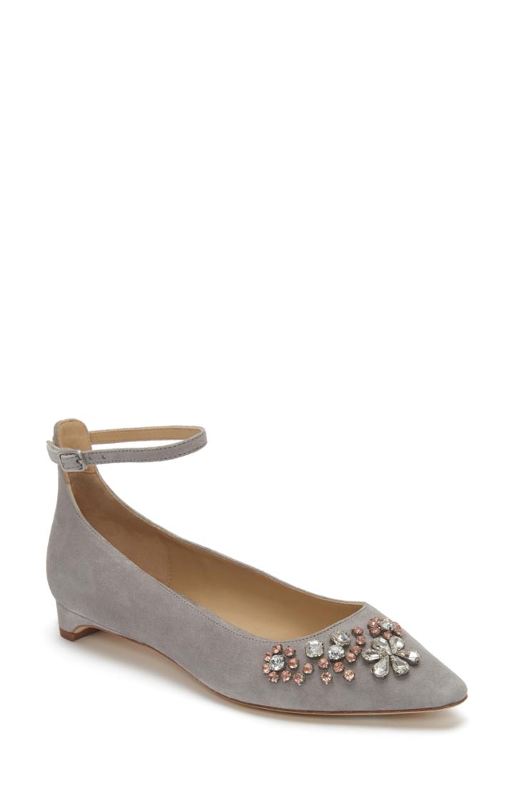 Women's Etienne Aigner Jezebel Ankle Strap Embellished Pump .5 M - Grey