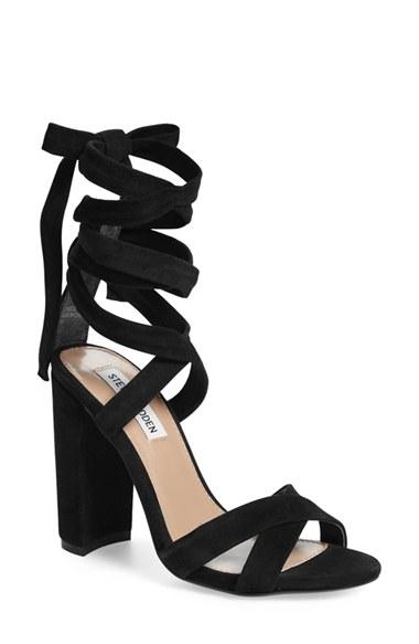 Women's Steve Madden 'christey' Wraparound Ankle Tie Sandal .5 M - Black