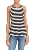Women's Frame Stripe Linen Tank - White