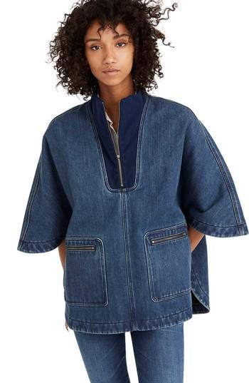 Women's Madewell Denim Poncho - Blue