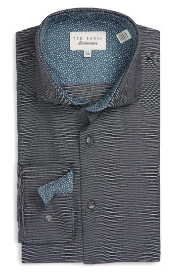 Men's Ted Baker London Kian Trim Fit Geometric Dress Shirt .5 34/35 - Black