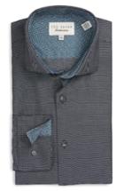 Men's Ted Baker London Kian Trim Fit Geometric Dress Shirt .5 34/35 - Black