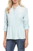 Petite Women's Caslon Peplum Shirt P - Blue