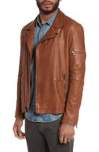 Men's John Varvatos Star Usa Leather Moto Jacket, Size - Brown