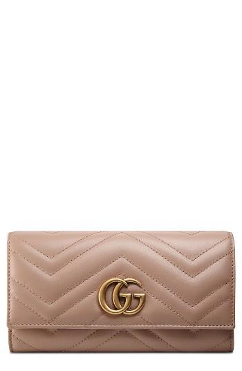 Women's Gucci Gg Marmont Matelasse Leather Continental Wallet - Red