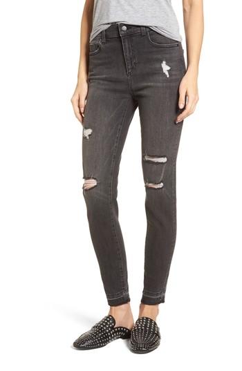 Women's Sp Black Ripped Release Hem Skinny Jeans - Grey