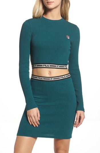 Women's Fila Colleen Long Sleeve Crop Top - Blue/green