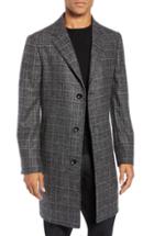 Men's Nordstrom Signature Madison Plaid Wool Blend Overcoat R - Black