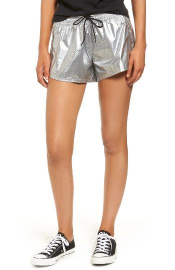Women's Converse Perforated Metallic Shorts - Metallic