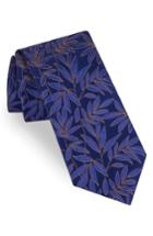 Men's Ted Baker London Tonal Leaves Silk Tie, Size - Blue