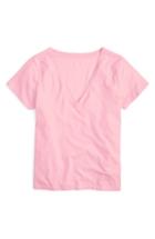 Women's J.crew Supima Cotton V-neck Tee, Size - Pink