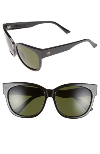 Women's Electric 'danger Cat' 58mm Retro Sunglasses - Gloss Black/ Grey