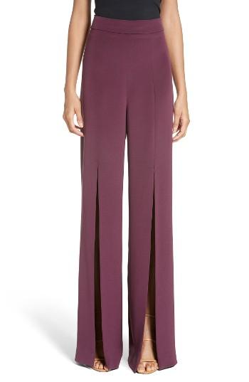 Women's Cushnie Et Ochs Slit Silk High Waisted Pants - Purple