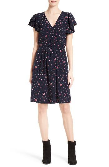 Women's Rebecca Taylor Mia Floral Stretch Silk Dress - Blue