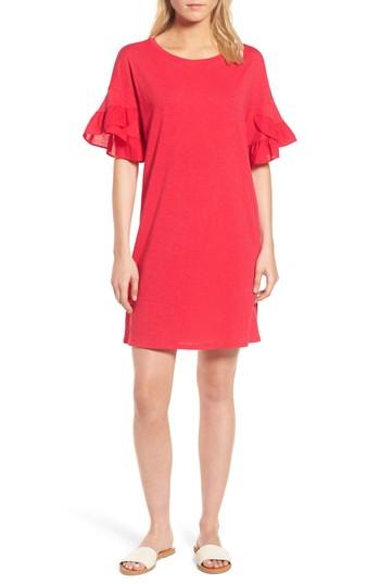 Women's Velvet By Graham & Spencer Slub Cotton Ruffle Sleeve Dress