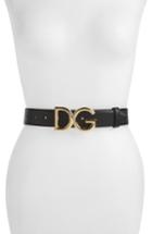 Women's Dolce & Gabbana Logo Buckle Leather Belt - Nero/ Oro