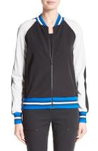 Women's St. John Collection Stretch Tech Twill Bomber, Size - Black