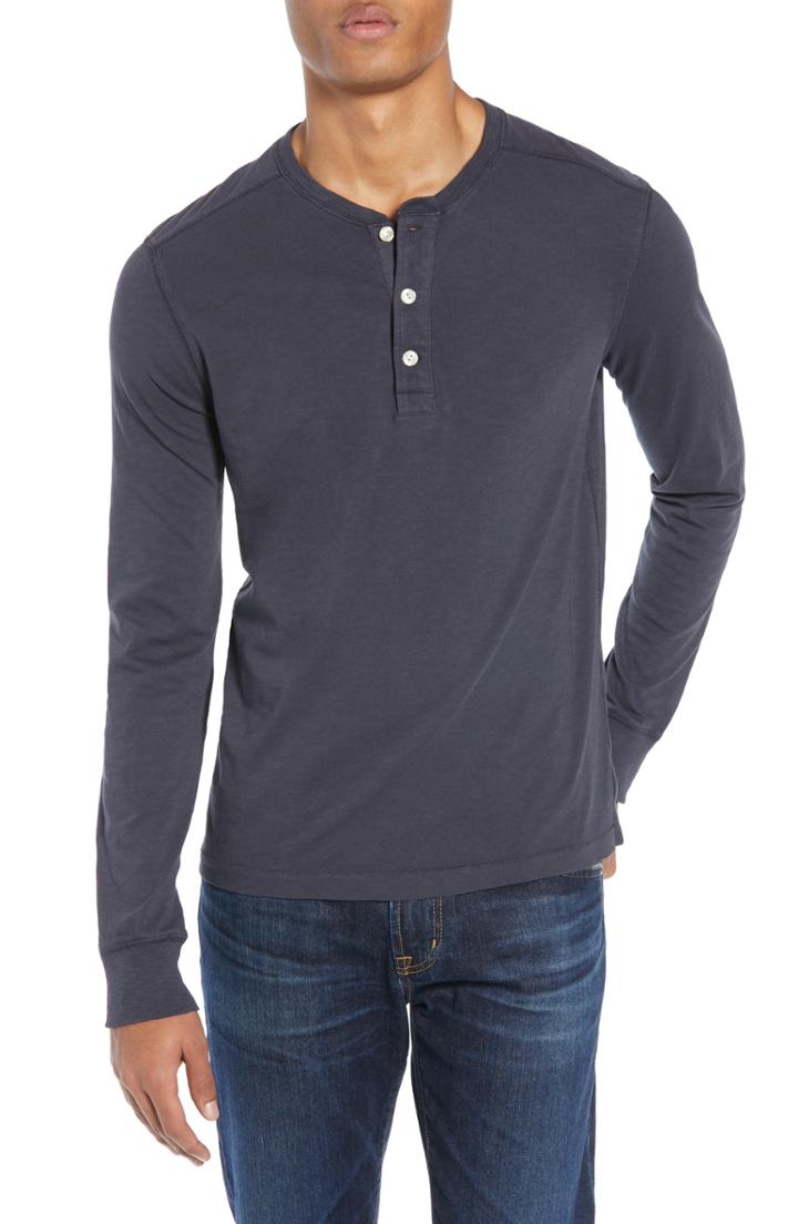 Men's J.crew Slim Fit Garment Dyed Slub Cotton Henley - Blue