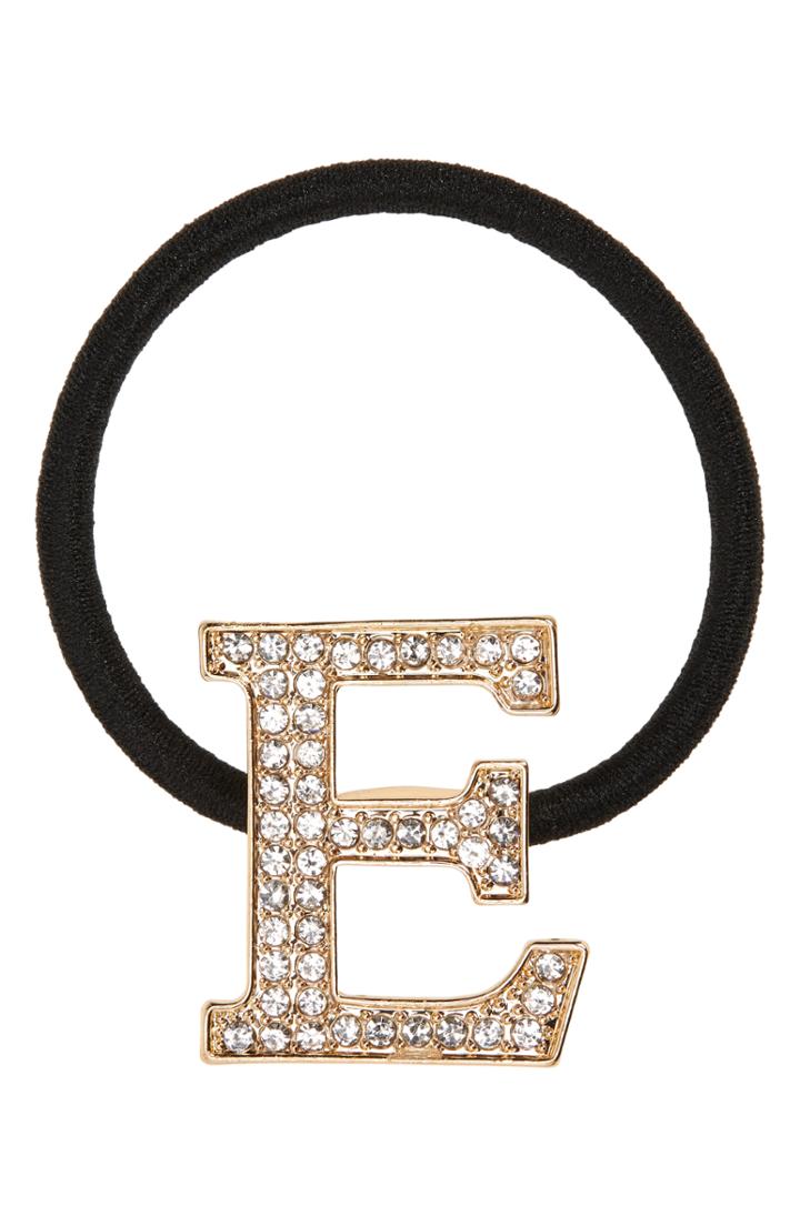 Tasha Crystal Initial Ponytail Holder, Size - Metallic