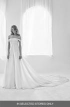 Women's Atelier Pronovias Raggio Off The Shouder Silk Empire Gown, Size In Store Only - Ivory