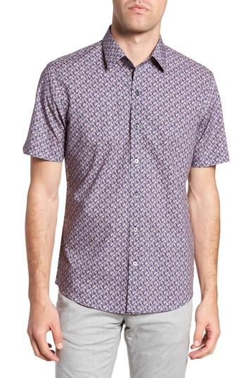 Men's Zachary Prell Brice Trim Fit Scribble Print Sport Shirt - Purple