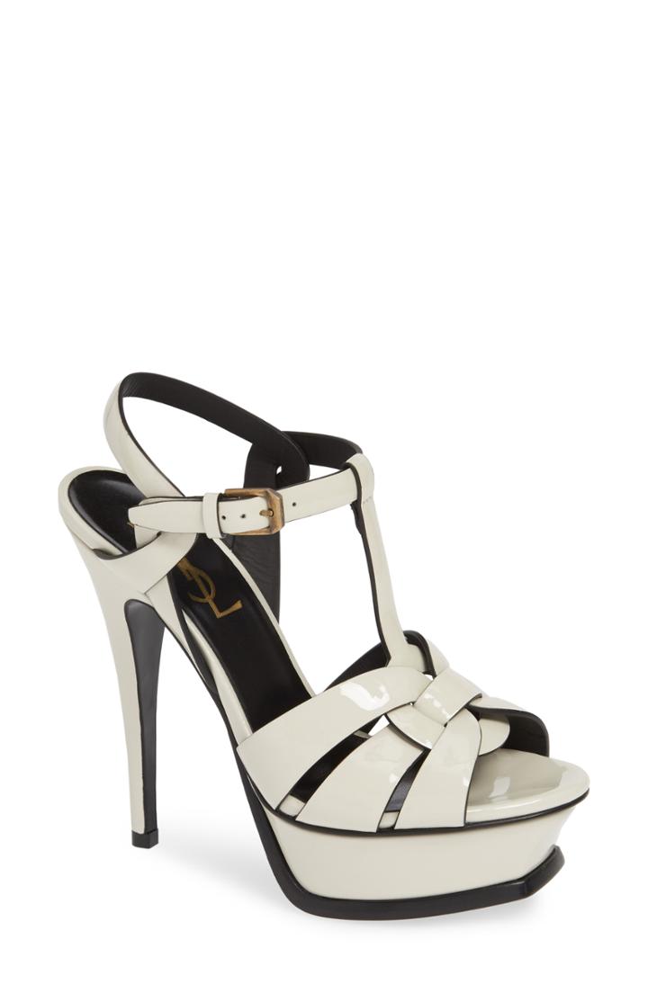 Women's Saint Laurent Tribute Metallic Platform Sandal .5us / 34.5eu - Metallic